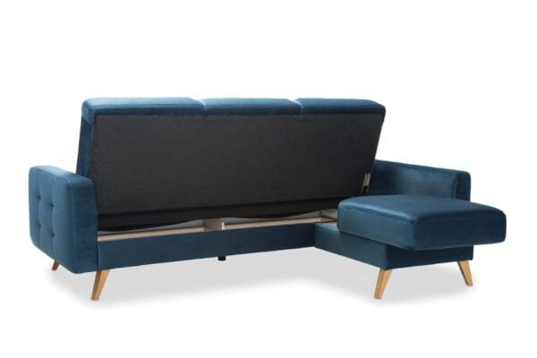 Oslo Small Corner Sofa Bed in navy blue side view