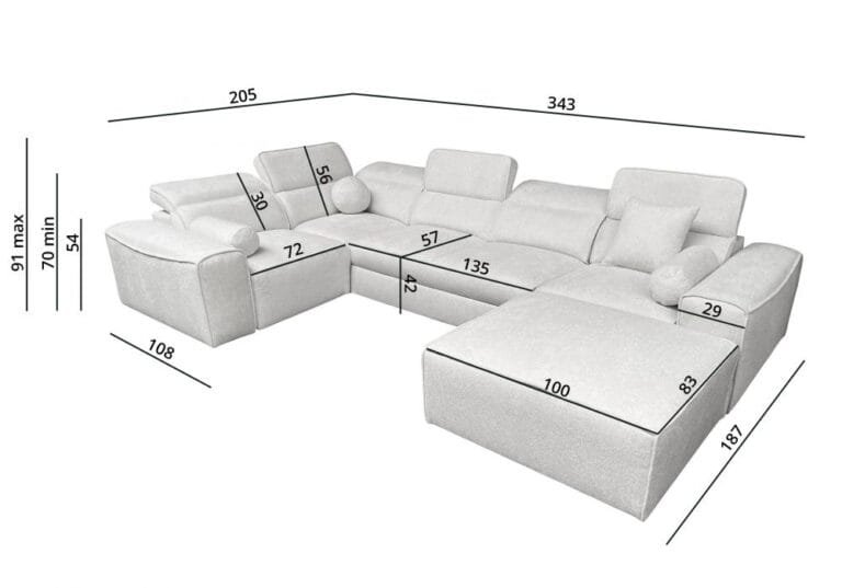 u shaped corner sofa bed Venus IV Lava corners furniture store 5